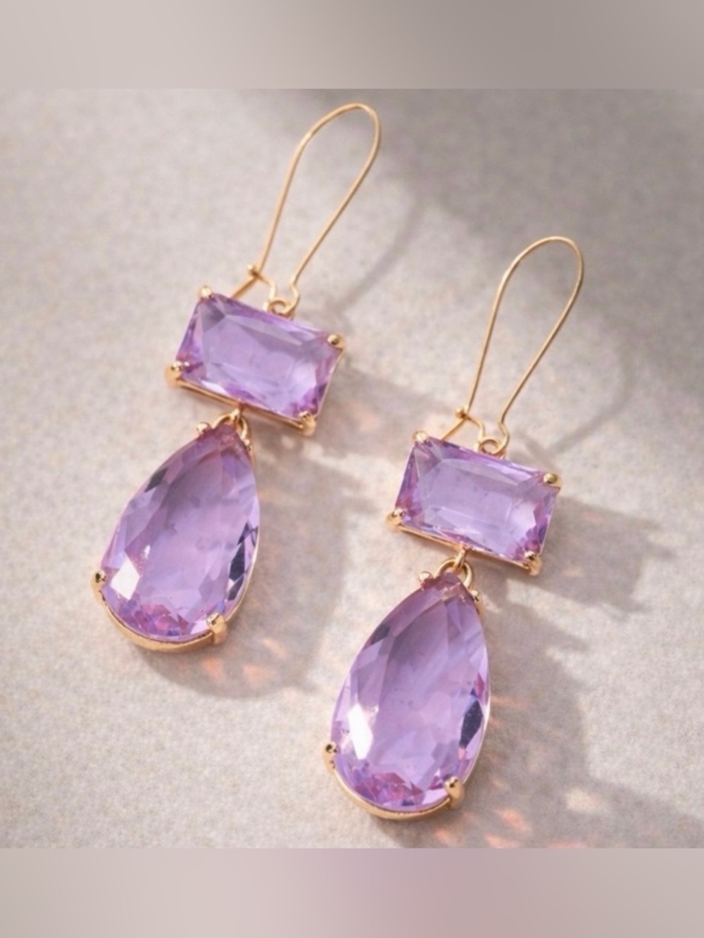 Lavender Crystal Drop Evening Earrings